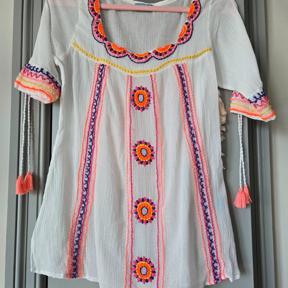Letarte Handmade Embroidered Swim Top Coverup Size Large